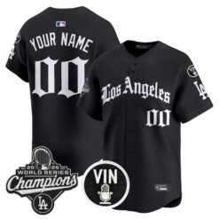 Dodgers 2025 World Series Champions Vapor Premier Limited Custom Jersey - LA Gothic Edition - All Stitched