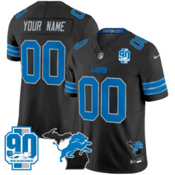 Detroit Lions 2025 Michigan & 90th Year Patch Vapor Custom Jersey - All Stitched