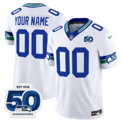 Seattle Seahawks Throwback Vapor Limited Custom Jersey - 50th Anniversary Patch - All Stitched