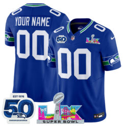 Seattle Seahawks “Super Bowl LX & 50th Patch” Vapor Limited Custom Jersey – All Stitched